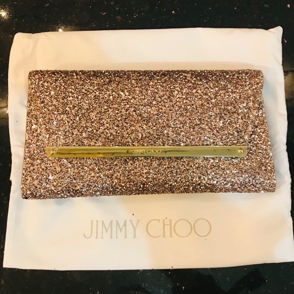 Brand New Jimmy Choo “Margot Tea Rose Clutch”